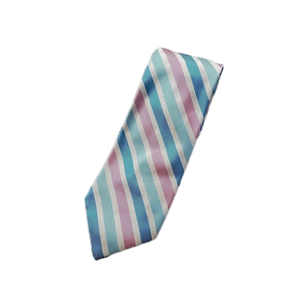 Lands End Tie Mens Silk Multicolor Striped REPP TIE 56"